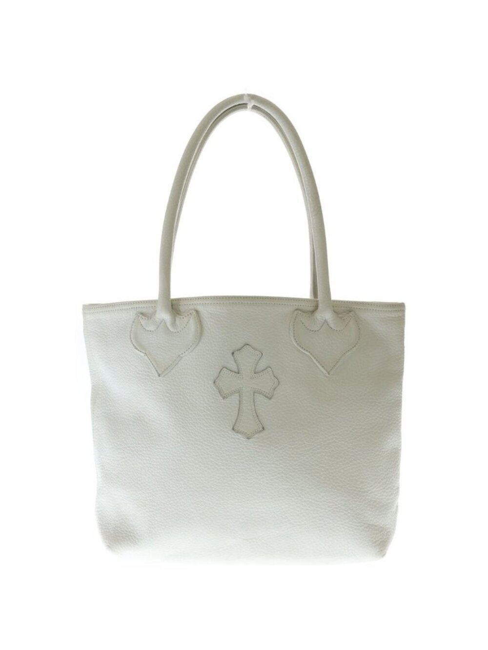 Chrome Hearts FS Tote Bag Leather White with Cross Patch